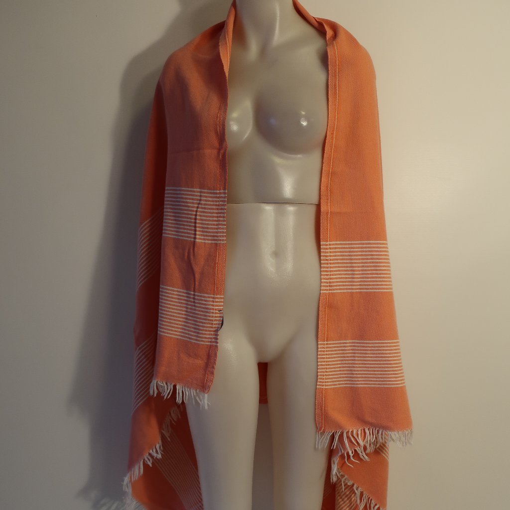 Womens Hat Attack Pink White Fringed Striped Scarf Os *